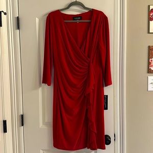 Black Label by Evan Piccone Faux Wrap Dress -Size 14 - Red